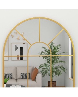 HOMCOM Miroir Mural arqué 70 x 50 cm, Miroir verrière Arche Style Industriel, Miroir de fenêtre arqué avec Cadre métallique,