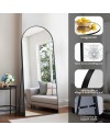 KOCUUY Miroir sur Pied Arqué, 161 x 52 cm Grand Miroir Mural avec Cadre en Aluminium Doré à Suspendre, à Poser, à Appuyer, pour