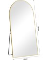 KOCUUY Miroir sur Pied Arqué, 161 x 52 cm Grand Miroir Mural avec Cadre en Aluminium Doré à Suspendre, à Poser, à Appuyer, pour