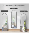 KOCUUY Miroir sur Pied Arqué, 161 x 52 cm Grand Miroir Mural avec Cadre en Aluminium Doré à Suspendre, à Poser, à Appuyer, pour