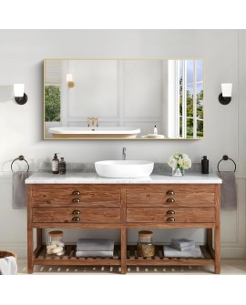 KOCUUY Miroir sur Pied Arqué, 161 x 52 cm Grand Miroir Mural avec Cadre en Aluminium Doré à Suspendre, à Poser, à Appuyer, pour