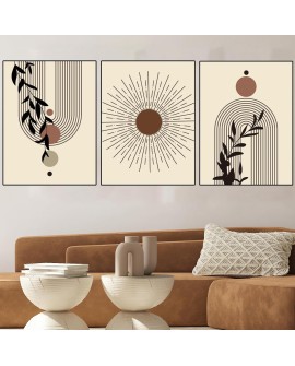 WZXGHE Lot de 3 posters abstraits - Plante géométrique - Impression d'art - Poster moderne pour salon et chambre à coucher -