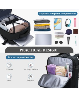 Bagage Cabine 45x36x20 pour Easyjet Sac À Dos Voyage Cabine Avion 30L Sac 45x36x20 Bagage a Main avec Compartiment Séparé pour