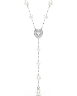 Swarovski Collier en Y Ariana Grande x, Tailles variées, Cœur, Blanc, Métal rhodié