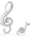 Swarovski Boucles d'oreilles clip Ariana Grande x Swarovski, Design asymétrique, Crystal Pearl, Taille baguette, Blanches, Métal