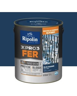 RIPOLIN Peinture fer glycéro XPRO3 Fer Brillant Bleu Marine 2 L