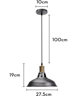 iDEGU Lot de 2 Suspension Luminaire Industrielle, 27CM Rétro Lustre Plafonnier en Métal E27 Éclairage de Plafond Vintage Lampe