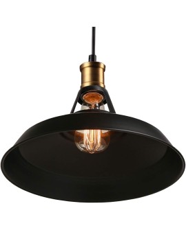 iDEGU Lot de 2 Suspension Luminaire Industrielle, 27CM Rétro Lustre Plafonnier en Métal E27 Éclairage de Plafond Vintage Lampe