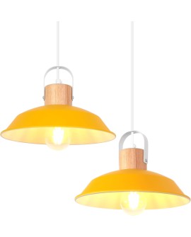 iDEGU Lot de 2 Suspension Luminaire Industrielle, 27CM Rétro Lustre Plafonnier en Métal E27 Éclairage de Plafond Vintage Lampe