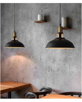 iDEGU Lot de 2 Suspension Luminaire Industrielle, 27CM Rétro Lustre Plafonnier en Métal E27 Éclairage de Plafond Vintage Lampe