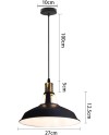 iDEGU Lot de 2 Suspension Luminaire Industrielle, 27CM Rétro Lustre Plafonnier en Métal E27 Éclairage de Plafond Vintage Lampe