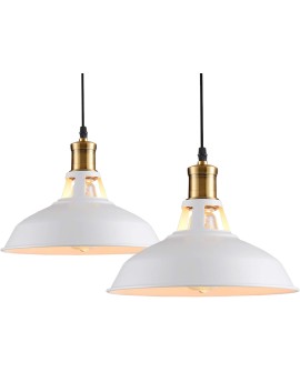 iDEGU Lot de 2 Suspension Luminaire Industrielle, 27CM Rétro Lustre Plafonnier en Métal E27 Éclairage de Plafond Vintage Lampe