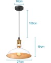 iDEGU Lot de 2 Suspension Luminaire Industrielle, 27CM Rétro Lustre Plafonnier en Métal E27 Éclairage de Plafond Vintage Lampe