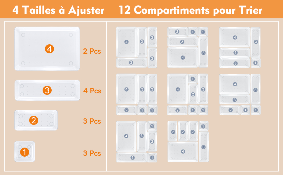 Radikor Lot de 12 Organisateurs de Tiroir