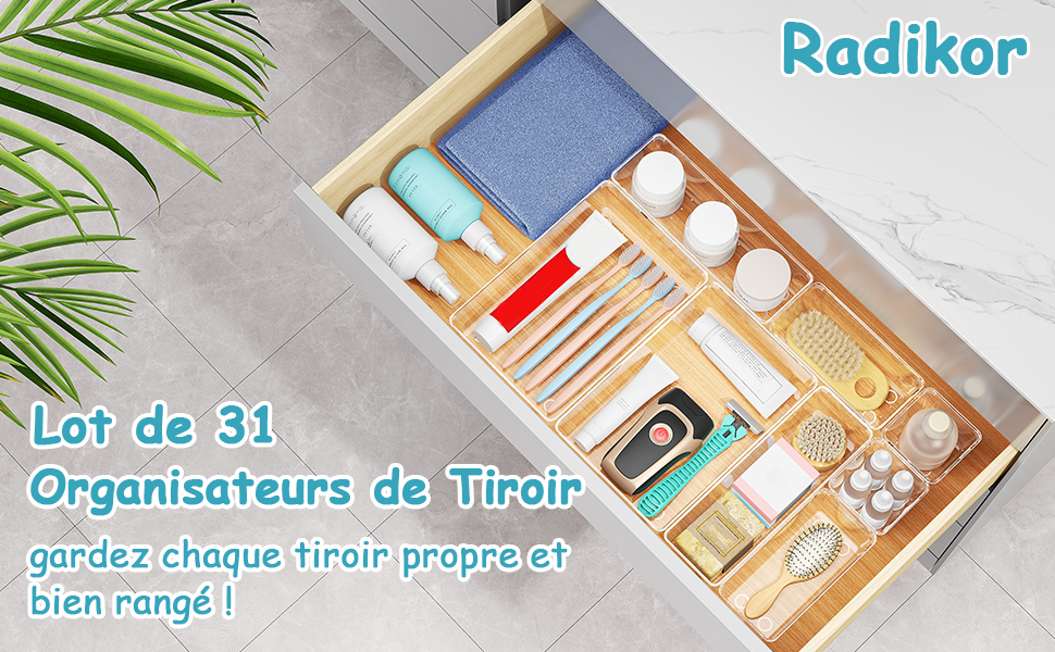 Radikor Lot de 31 Organisateurs de Tiroir