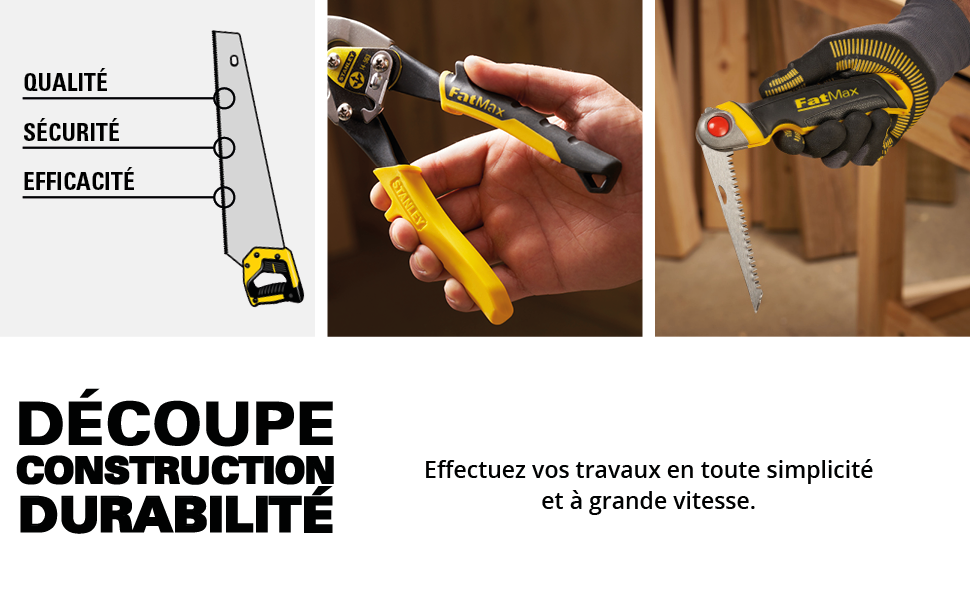 Stanley, Black & Decker, outils de sciage, outils de coupe, scie, cutter, cisaille, lame, pince